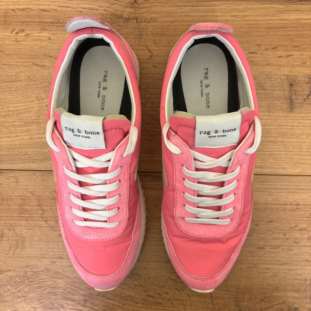 RAG & BONE Retro Runner Lace Up Low Top Sneaker Neon Pink Women Size 38.5 Sporty - Picture 6 of 12